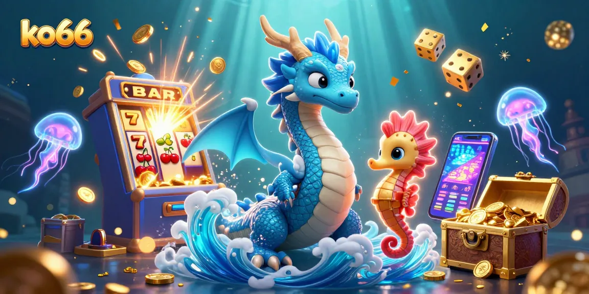 Engage with the ko66 slot adventure featuring a stunning water dragon, seahorse knight, and jackpot excitement.
