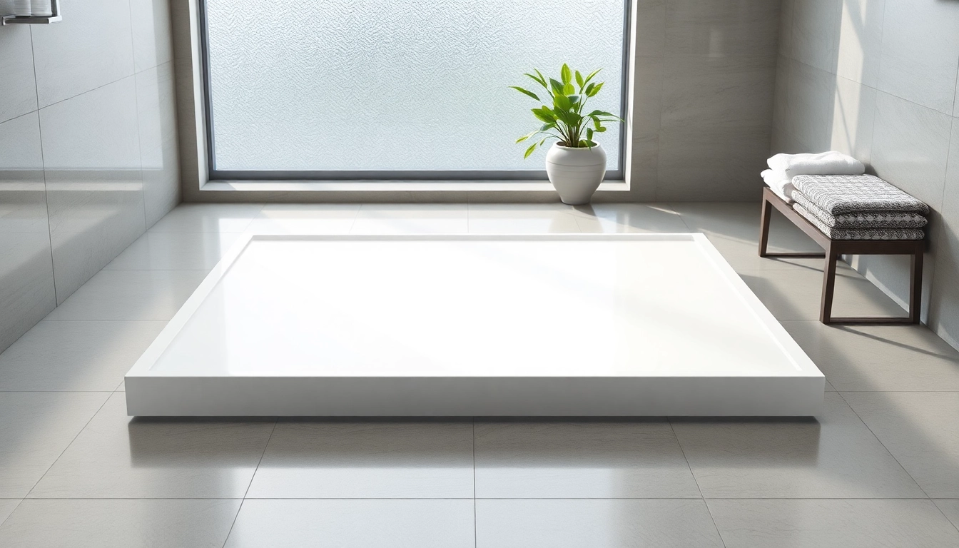 Explore the sleek design of an 800 x 800 shower base in a modern bathroom setting with elegant decor.