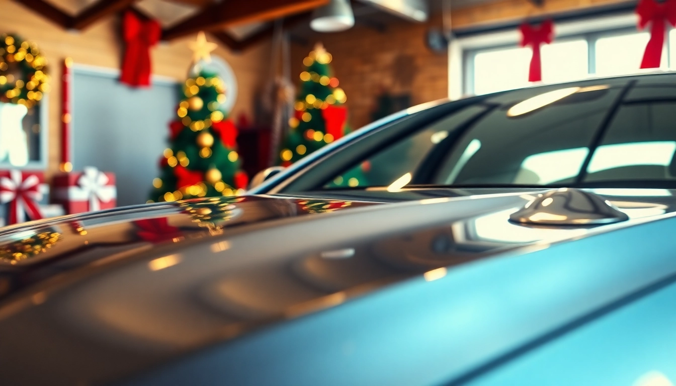 Transform your vehicle with a Christmas car detailing gift experience encapsulated in a festive garage.