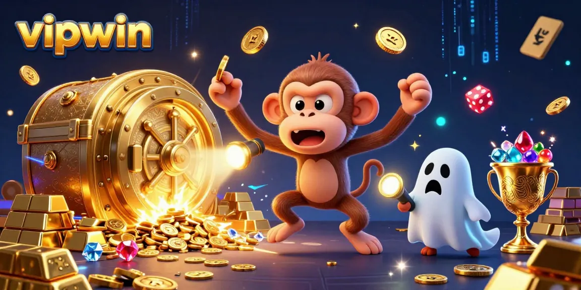 Engage in thrilling games at vipwin while a mischievous monkey juggles treasures in an online casino.
