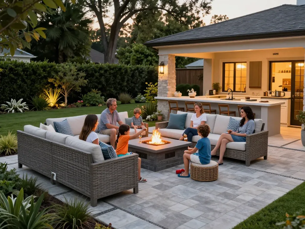 Paver contractors near me transforming outdoor spaces into luxurious patios for family gatherings.