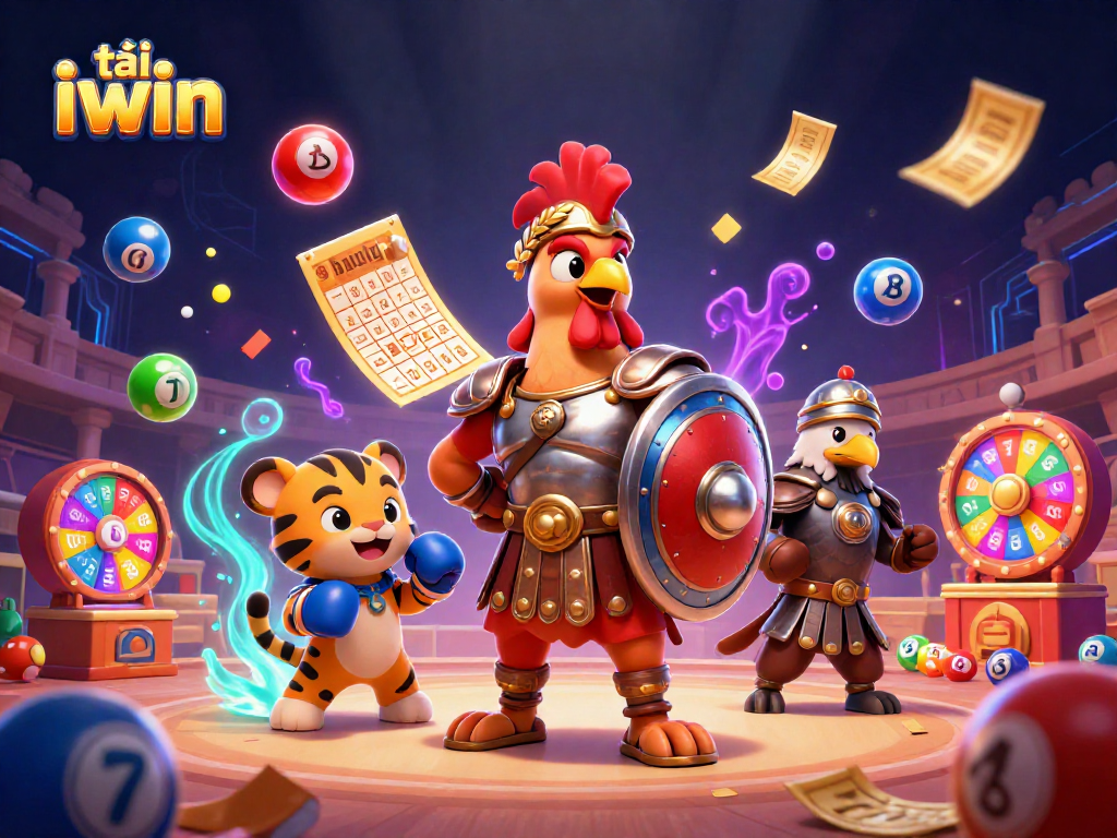 Spin and win with tải iwin in this vibrant slot-themed illustration showcasing dynamic gambling elements.
