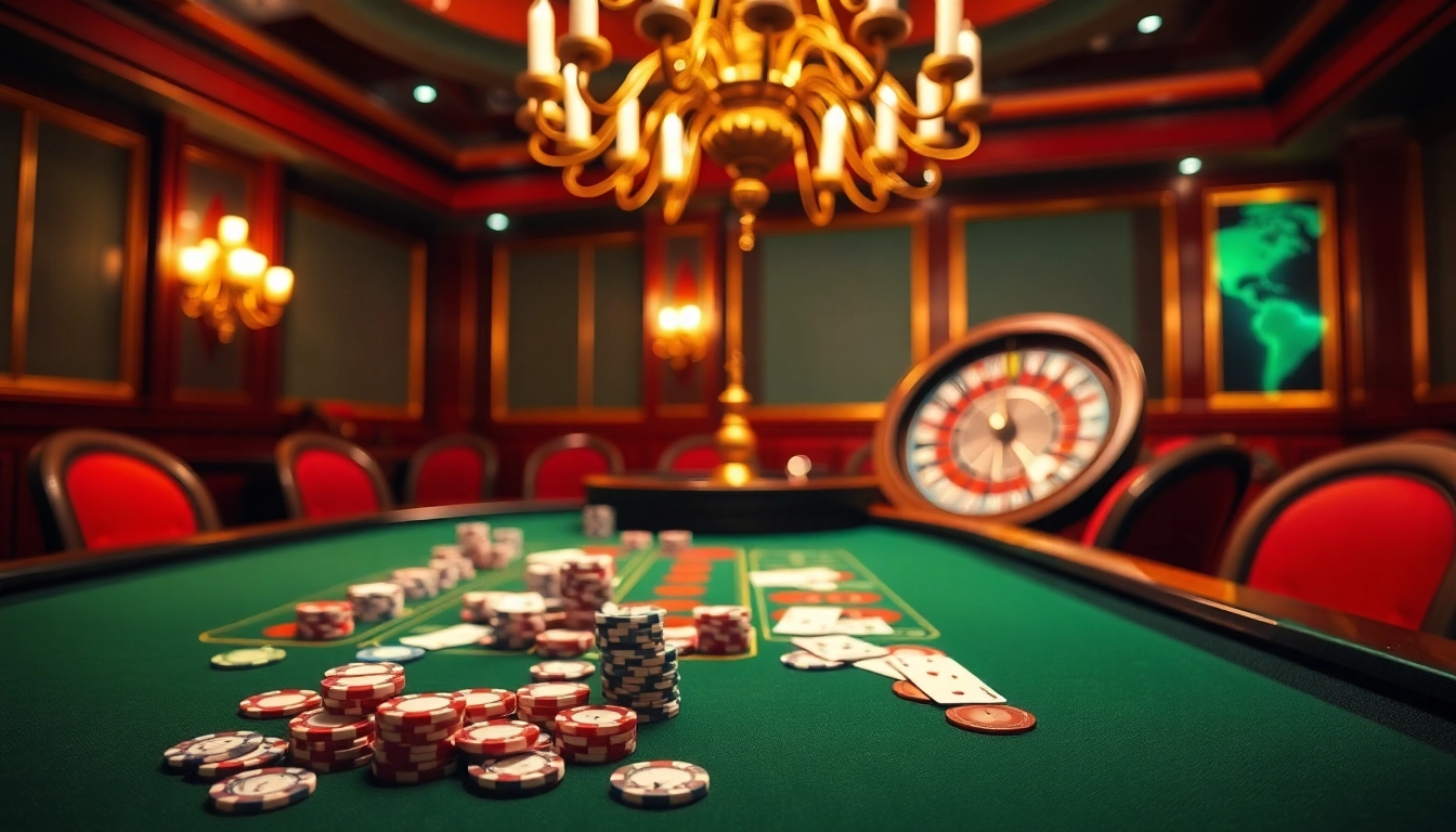Engaging GO88 casino table with vibrant poker chips and cards for thrilling gameplay.