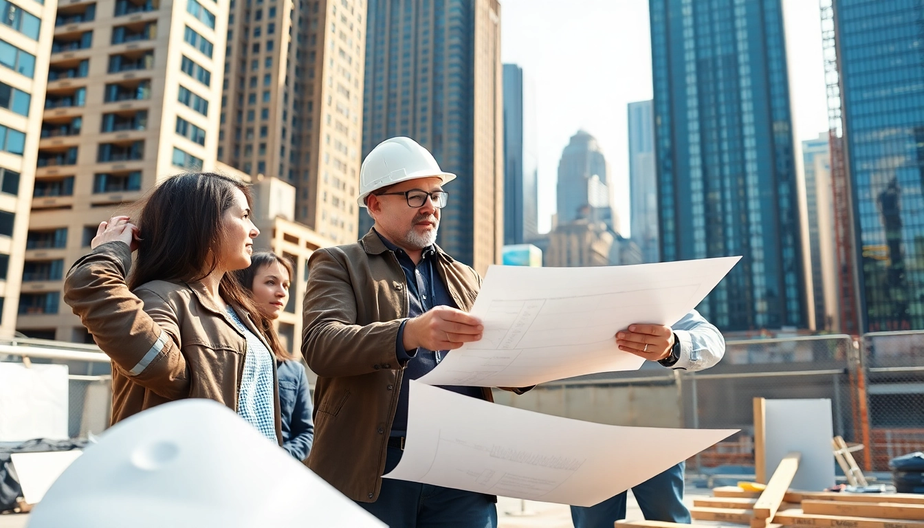 Engaged Manhattan Commercial General Contractor leading a team on a construction site.