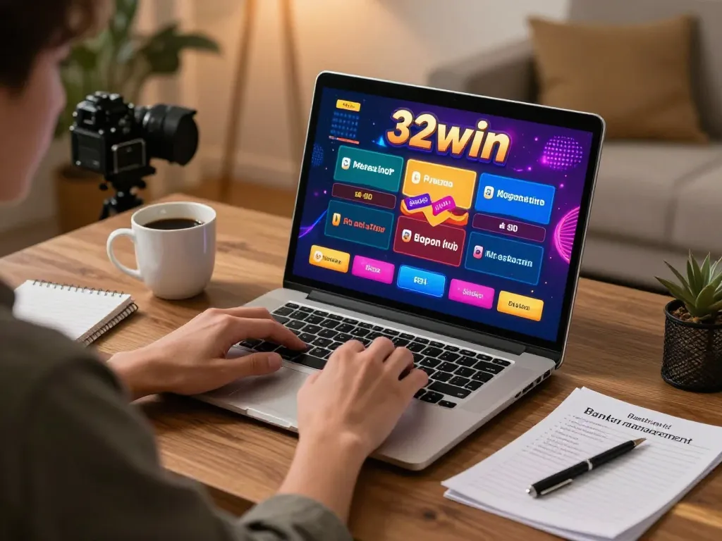 Engaging online gaming moment as 32win users place bets in a cozy home setting.