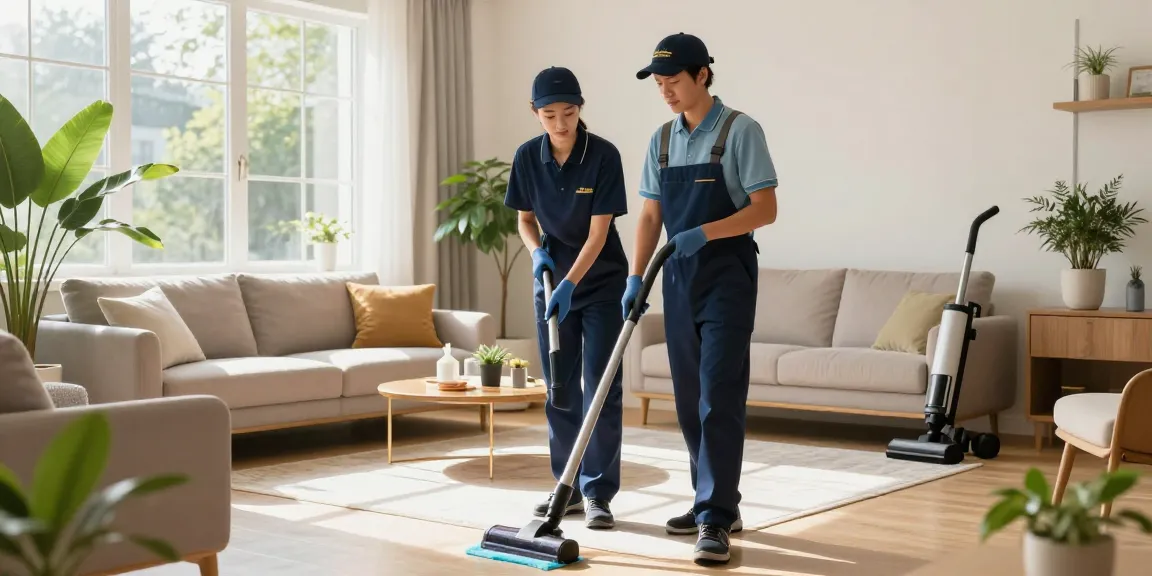 Professional cleaner in a bright room showcasing premium reinigungsfirmen bern services, emphasizing cleanliness and comfort.