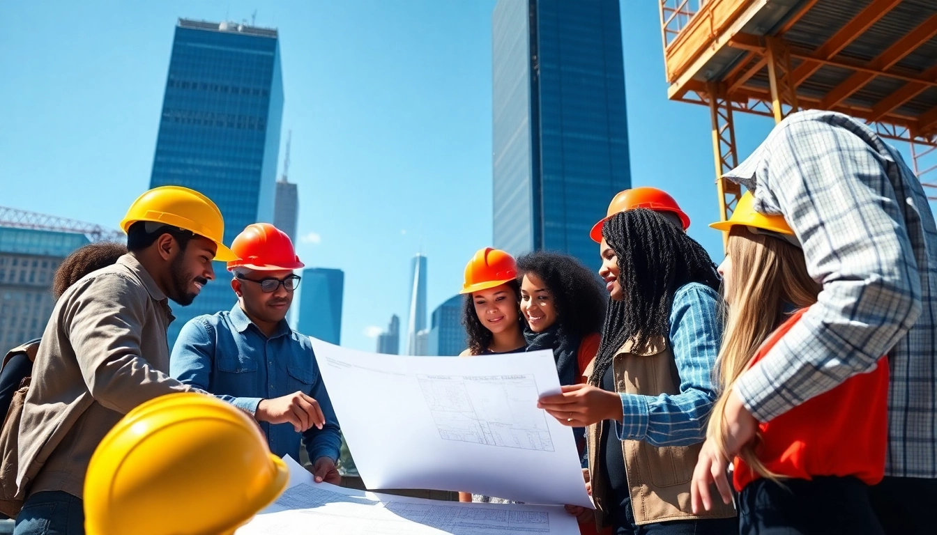Manhattan Commercial General Contractor team assessing a skyscraper project in the city.