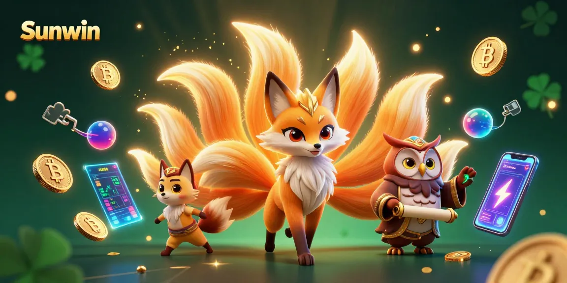 Experience thrilling gameplay at Sunwin with vibrant casino characters and interactive crypto elements.