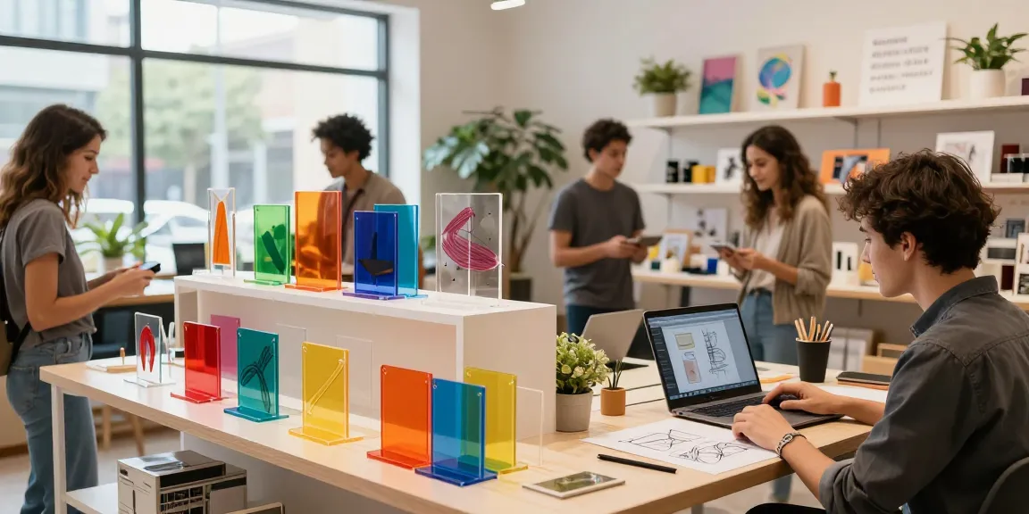 Custom acrylic standee display enticing shoppers in a vibrant retail space.