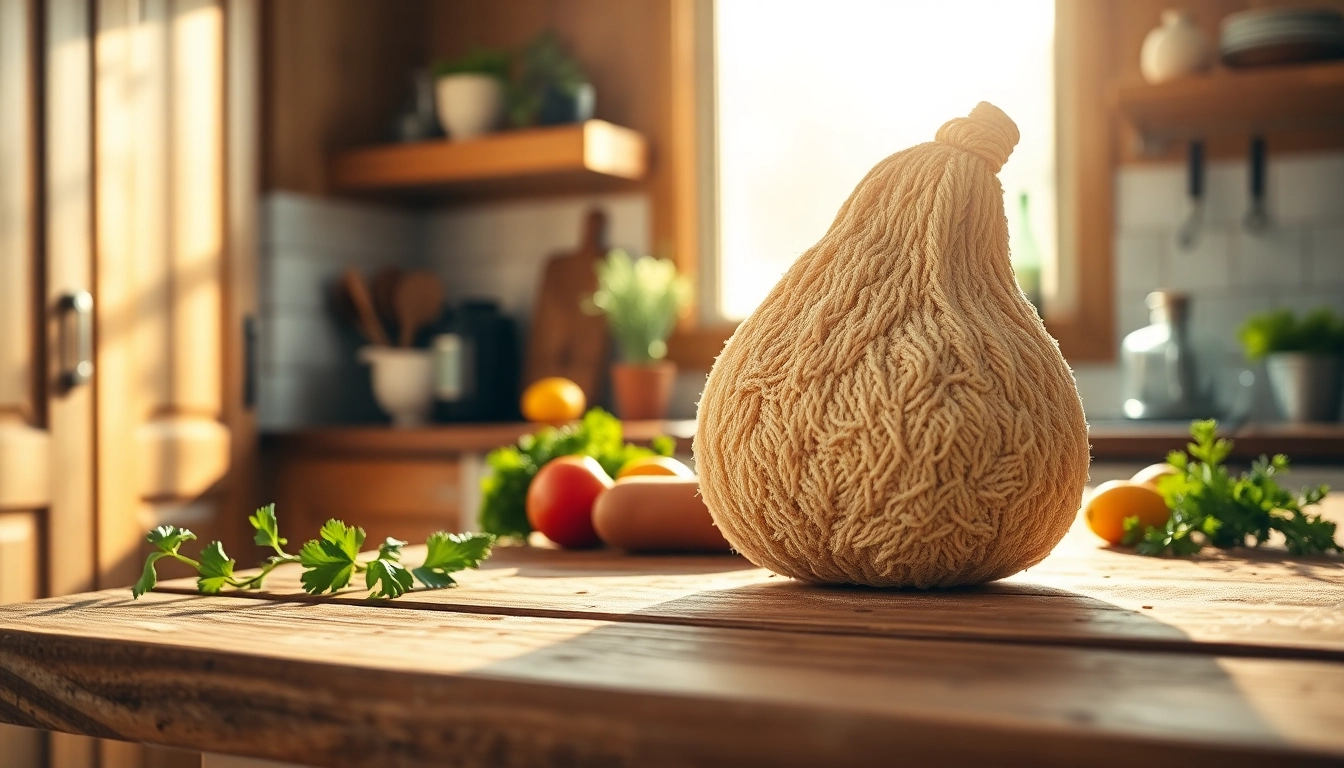 Explore kitchen loofah benefits for natural cleaning and skin exfoliation in a vibrant kitchen setting.