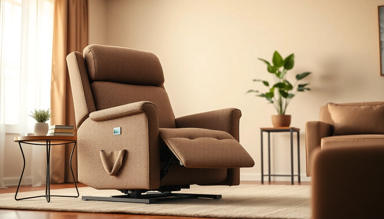 Comfortable big and tall lift chair positioned in a warm living room environment.